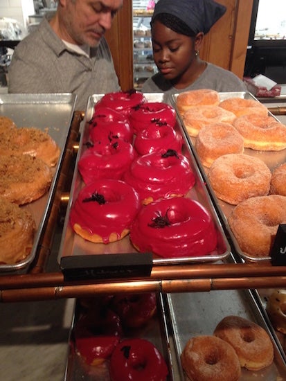 Donuts on trays