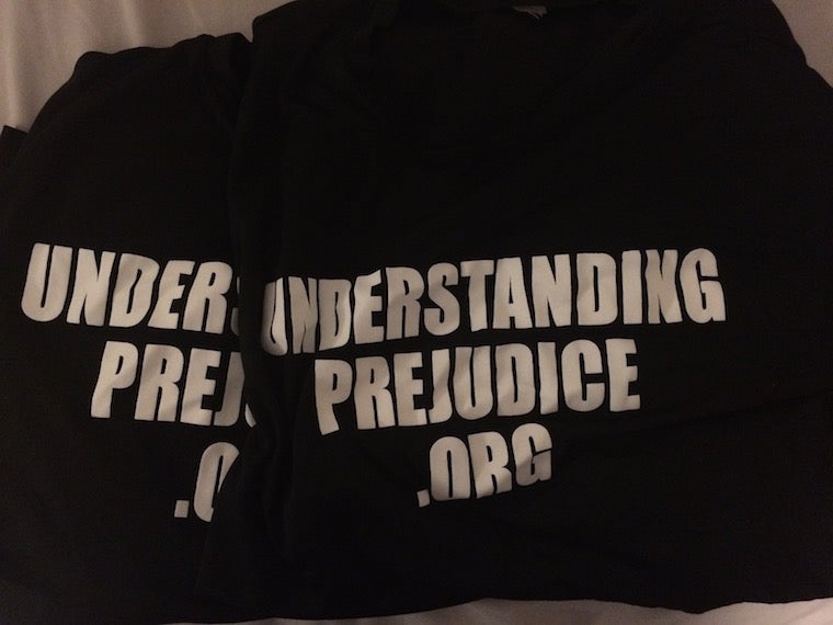 A black shirt with the words "understandingprejudice.org"