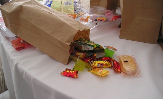 Paper bags with candy