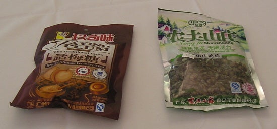 Packages of Chinese snacks