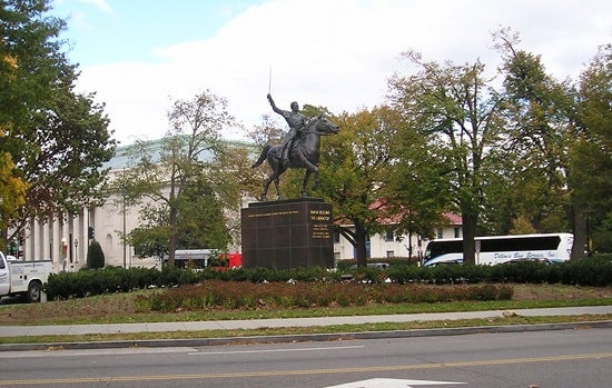 A monument of a man on a horse