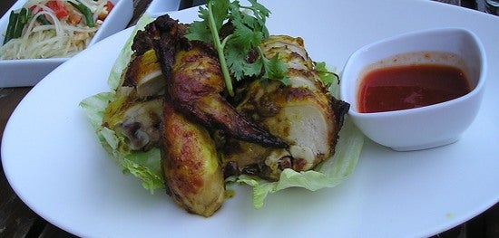Chicken inside of lettuce