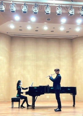 Myself and my accompanist performing in the main concert hall at Hanyang University.