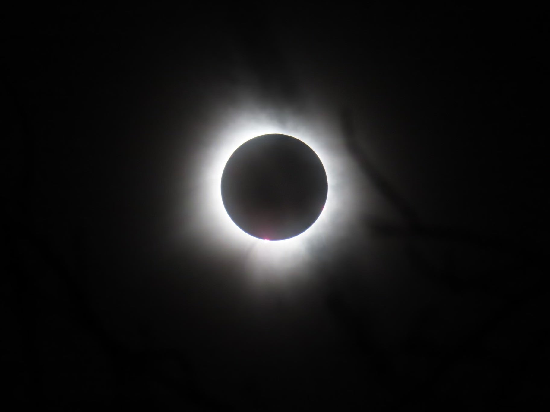 Photo of solar eclipse at totality,