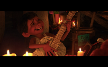 Miguel from Coco showing off his guitar.