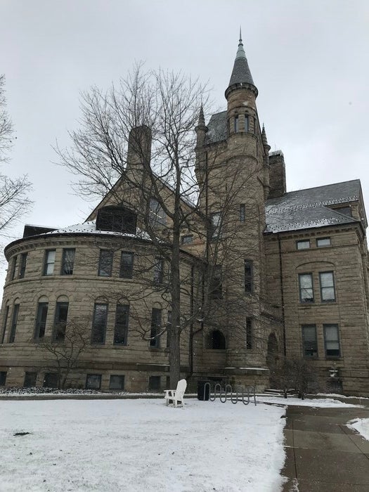 Peters Hall in snow