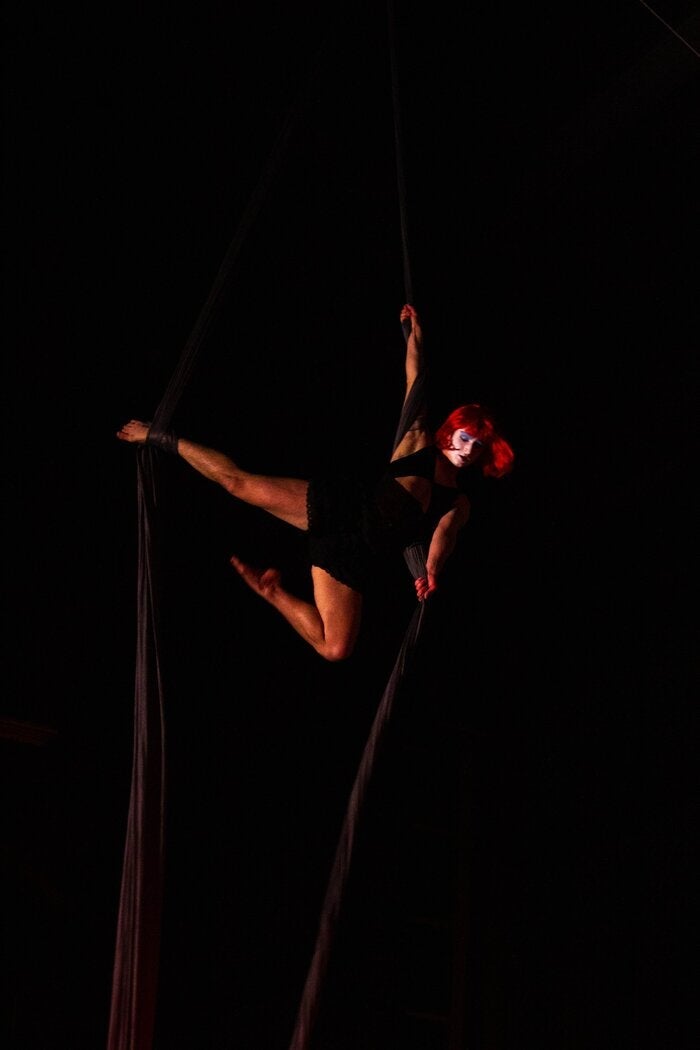A man on a rope in circus