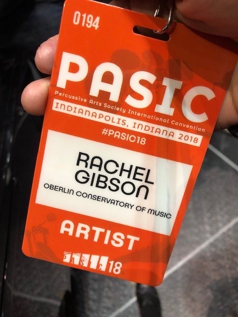 A conference badge with the name Rachel Gibson on it.