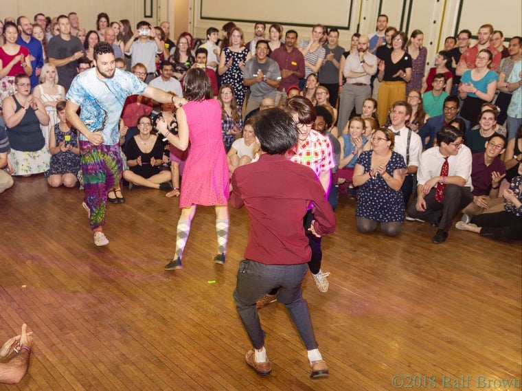 Teague and Celine dancing in the jam circle at Pittstop '18