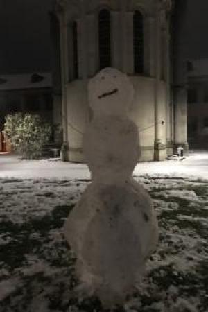 A few of my fellow JSA members and some other friends built this somewhat scary-looking snowman.