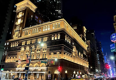 Carnegie Hall at night, exterior