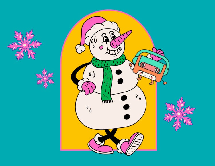 snowman with boom box