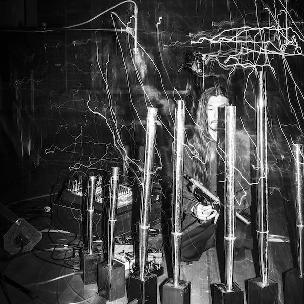 black and white photo of performer