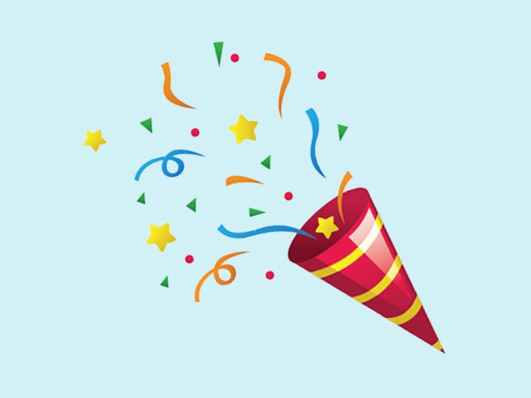 confetti coming out of a party hat