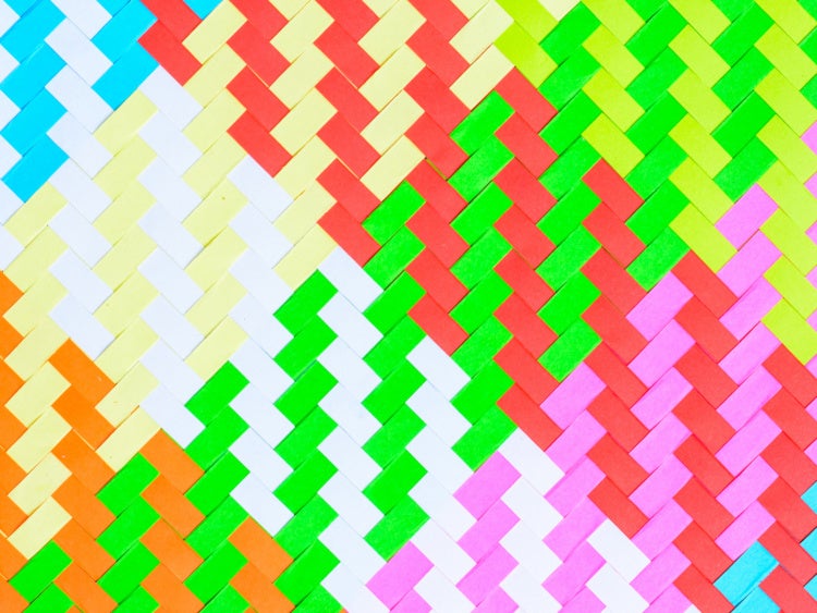 bight colored example of paper weaving