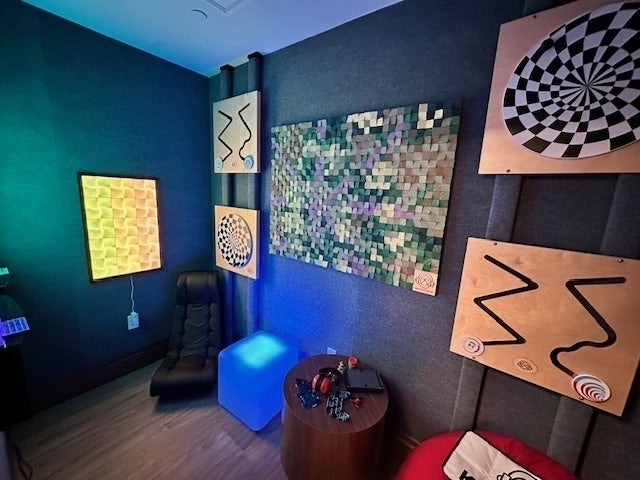Room with sensory experience stations