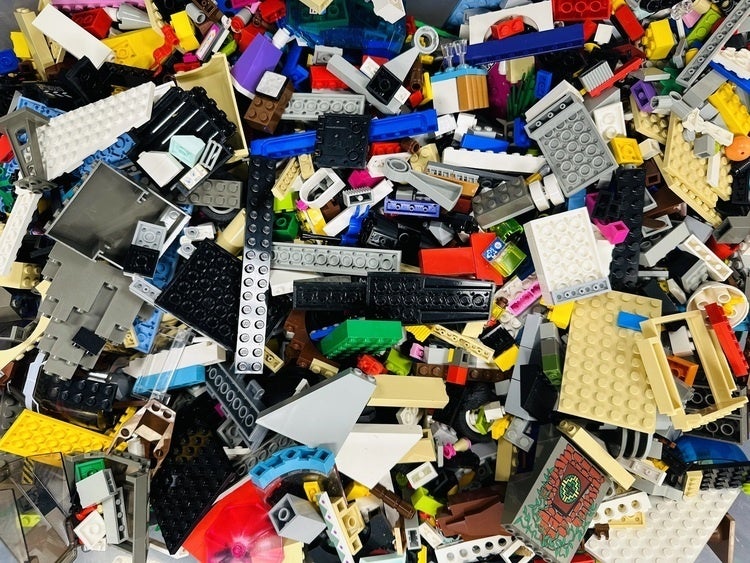 unsorted bin of lego bricks