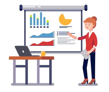 Student presenting research