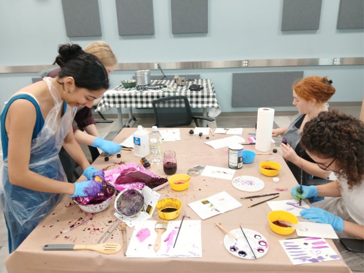 students making natural inks
