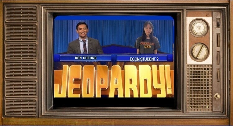 Old tv set with "Jeopardy" logo