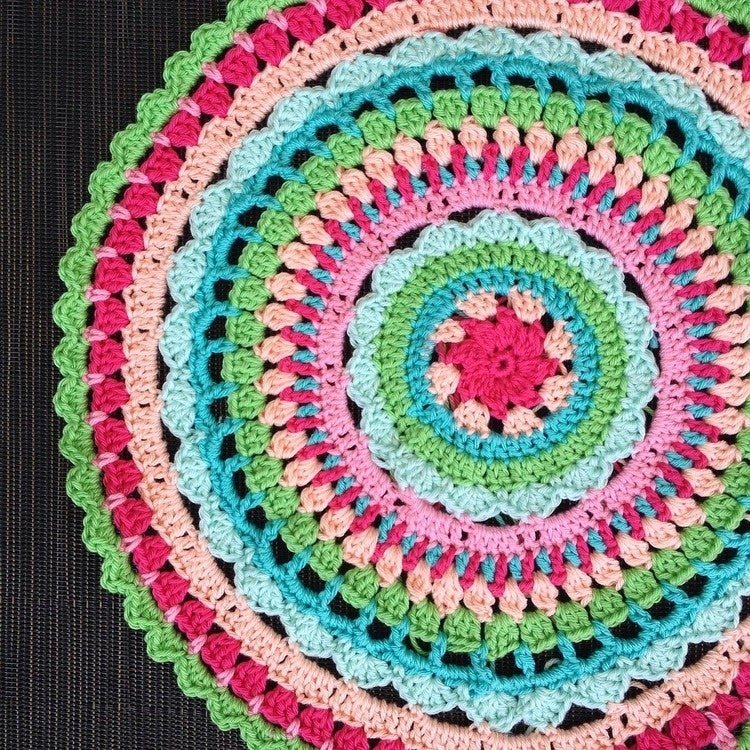 Colorful crochet doily