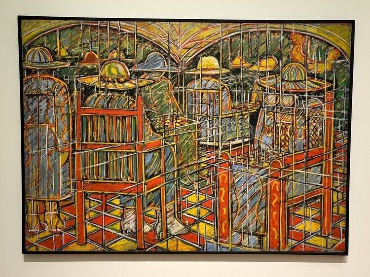 June Leaf (American, 1929-2024), Arcade Women, 1956. Oil on canvas. Collection Museum of Contemporary Art Chicago, Gift of Allan Frumkin, 1978.42.