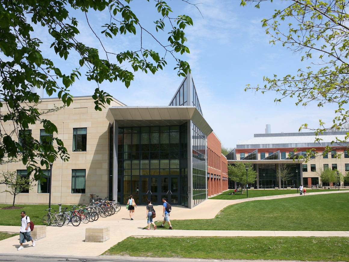 exterior view of walkway and entrance to science center
