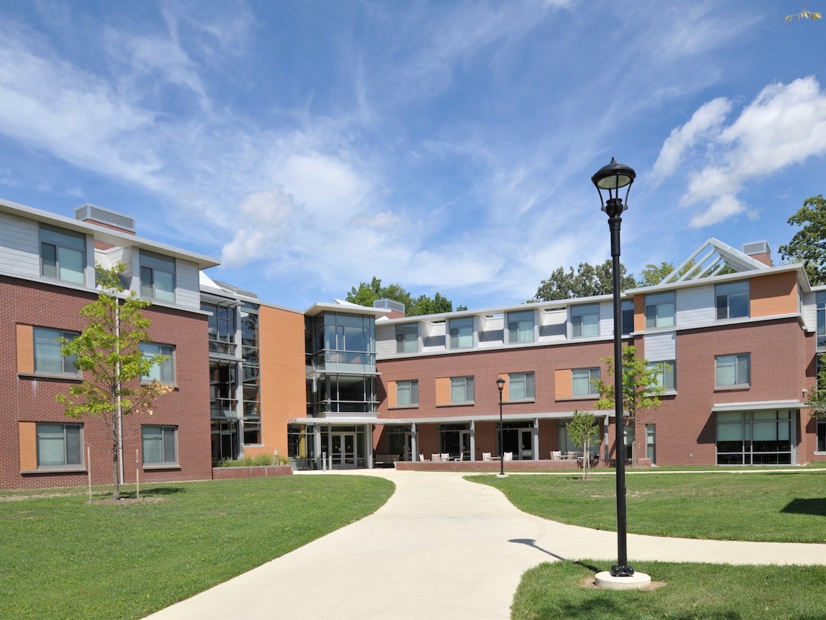 Photo of Robert Lewis Kahn Hall a two story brick building.
