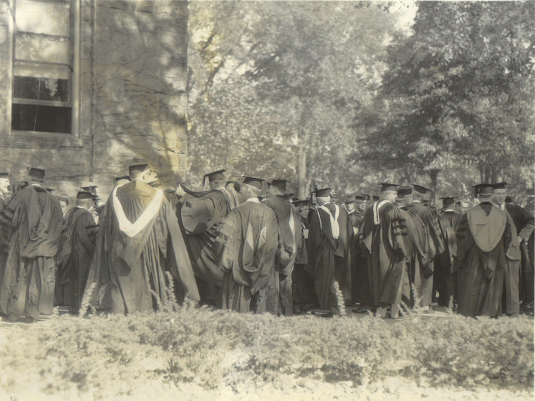 The academic procession for the inauguration of Ernest Hatch Wilkins.