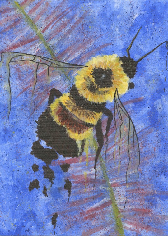 A painting of a large bee.