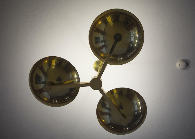 A mid-century brass chandelier