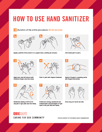 How to use hand sanitizer.