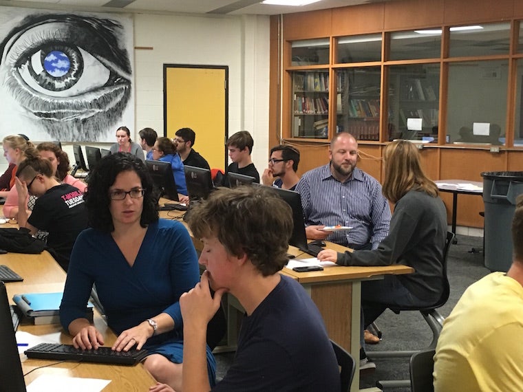 Students working in the computer lab.