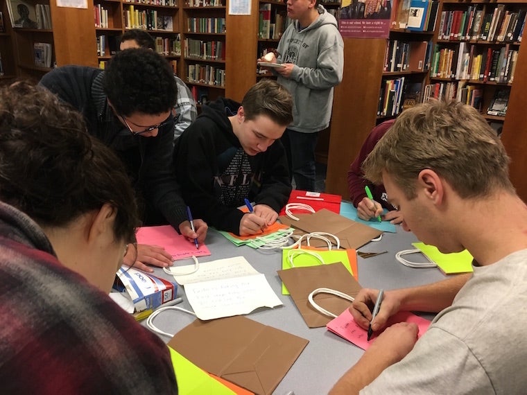 Students working on a project.