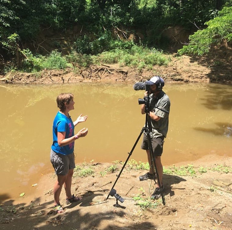 Professor Amanda Schmidt being interviewed at the research site in Cuba