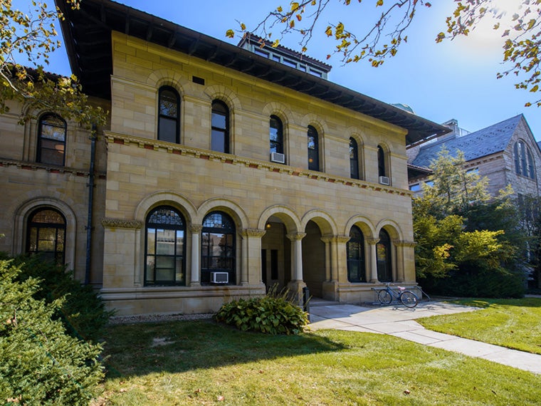 The Cox building on a sunny day.