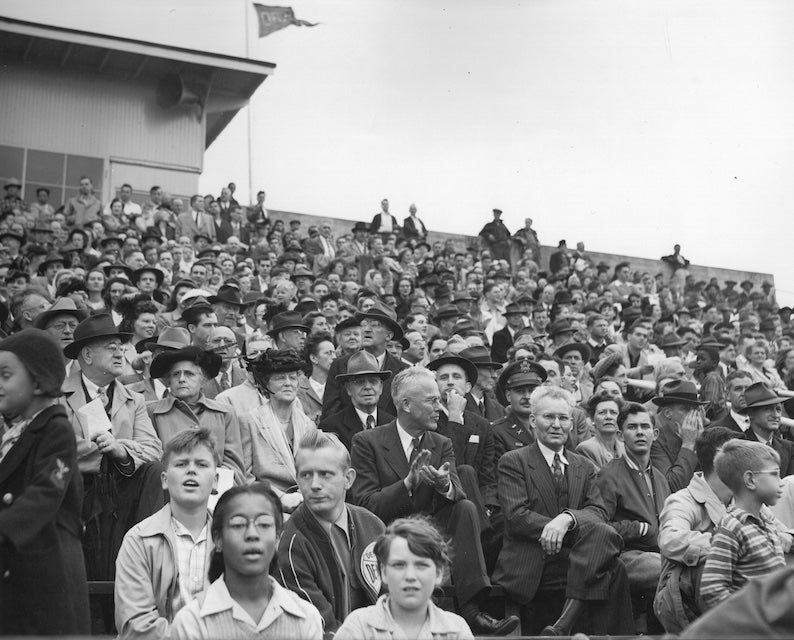 Fans at a football game in 1947