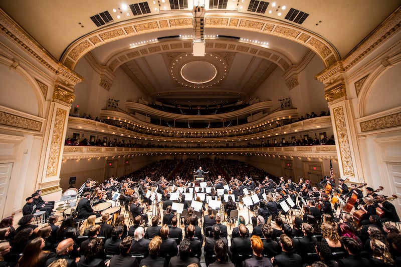 Oberlin Orchestra at Carnegie Hall view from backstage.