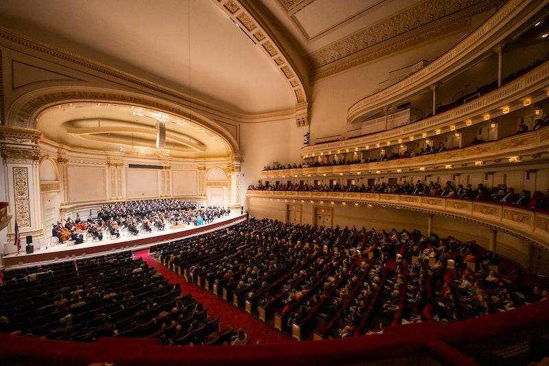 Oberlin Orchestra and choral ensembles at Carnegie Hall.