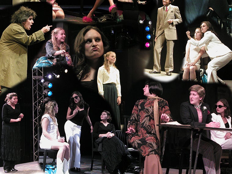 Collage of production photos of Anton in Show Business, by Jane Martin, Directed by Paul Moser, Oct 10-12, 2004