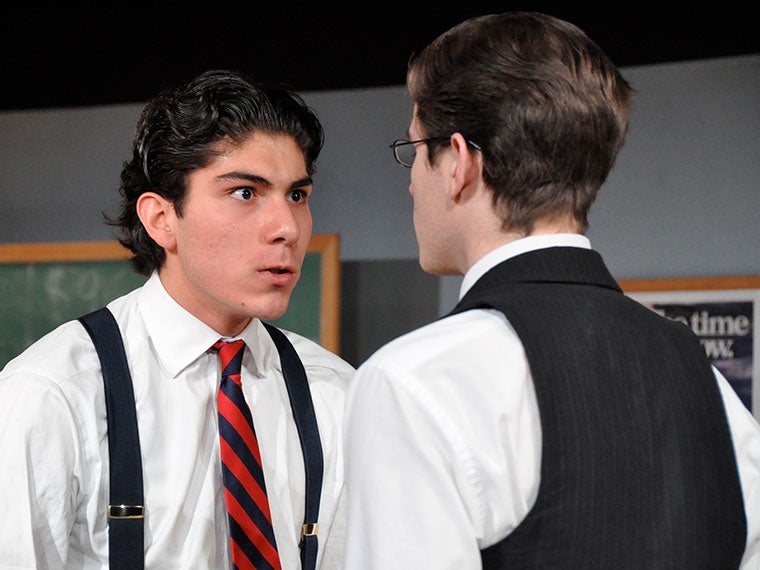 Enrico Nassi as Richard Roma, Aaron Profumo as John Williamson in Glengarry Glen Ross, by David Mamet, Directed by Josh Sobel '09, Mar 4-8, 2009