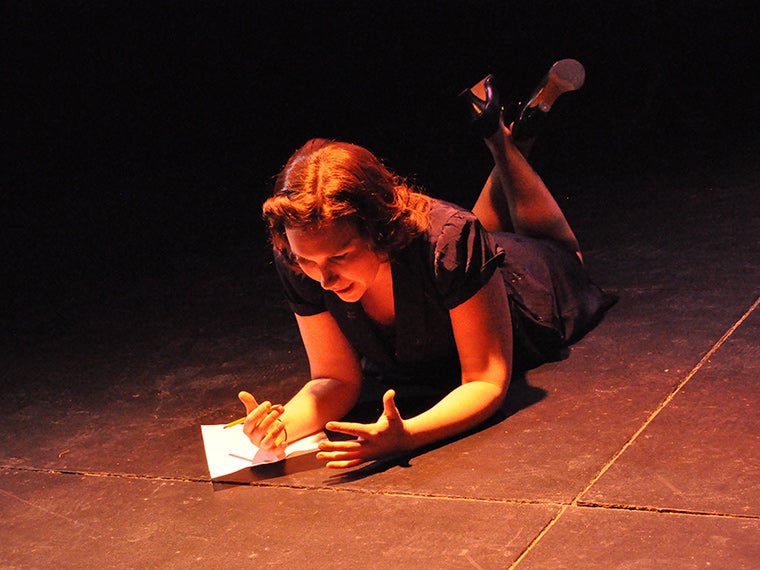 Ariana Silvan-Grau as Sylvia Plath in I Do It So It Feels Like Hell, Devised by Anna Gelman, Ariana Silvan-Grau, and Zoë DePreta, March 4-6, 2016