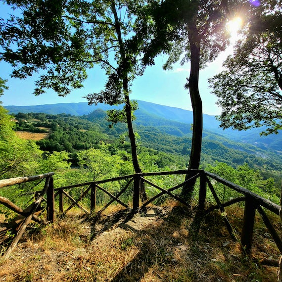 A Tuscan mountain-side view. 