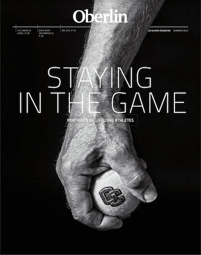 A magazine cover with a hand gripping a tennis ball.