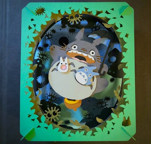 An up-close shot of the "My Neighbor Totoro" paper theater. 