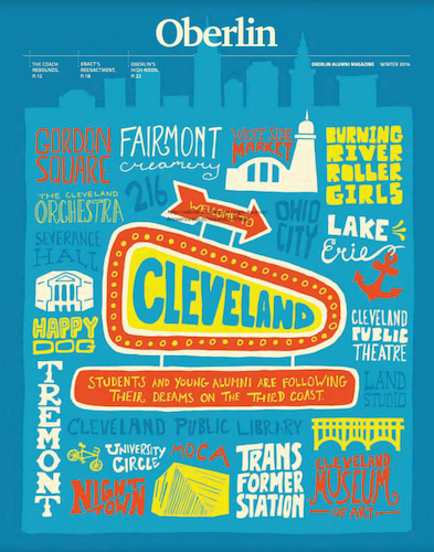 A magazine cover with street signs on it.