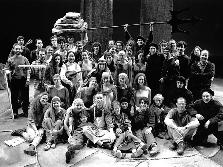 Photo of the cast and crew of Women of Troy, co-directed by Associate Professor of Dance Ann Cooper Albright and Associate Professor of Theater Jane S. Armitage, 