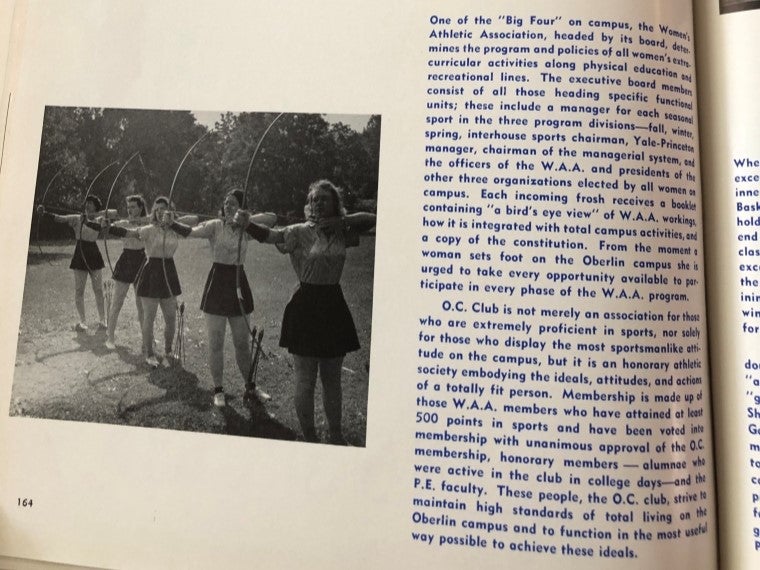 Womens sports at Oberlin in 1945.