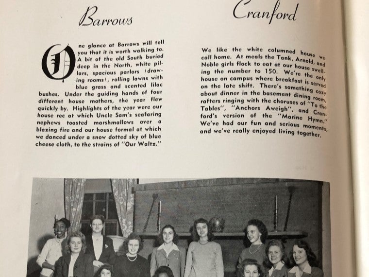 Oberlin residence hall Barrows in 1945.