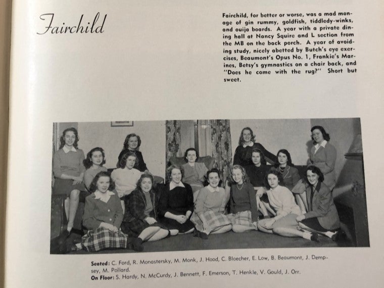 Oberlin residence hall Fairchild in 1945.